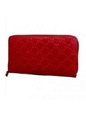 Gucci Wallet Guccissima Leather Red Silver
